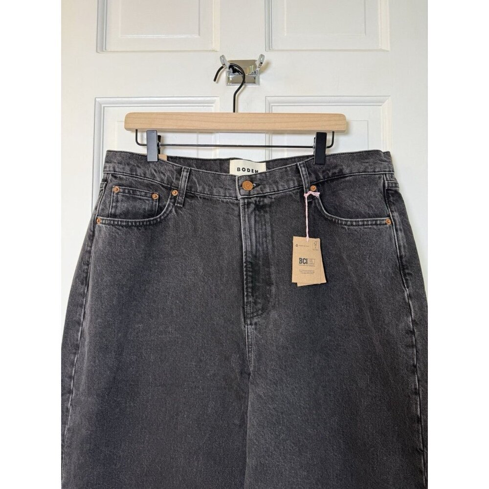 Boden Mid Rise Slouch Women’s Black Wide Leg Black Jeans W32 X 32L NWT RO322 - Picture 2 of 13